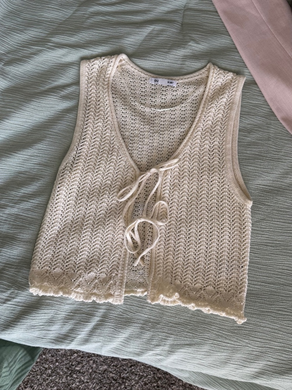 Knit front tie tank top